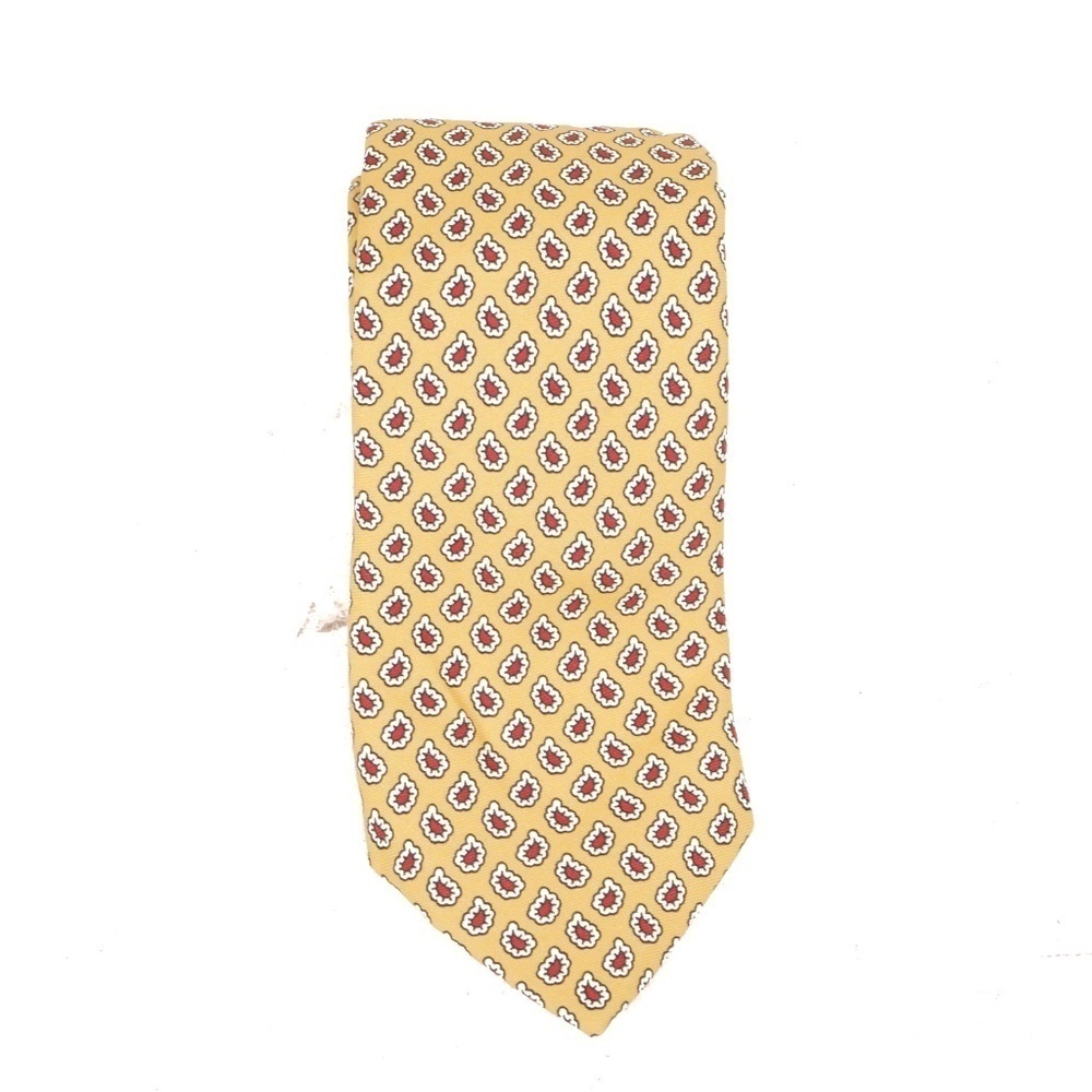 NWOT Polo Ralph Lauren Yellow Red Bug Like‎ Paisley Pattern 100% Silk Tie​​